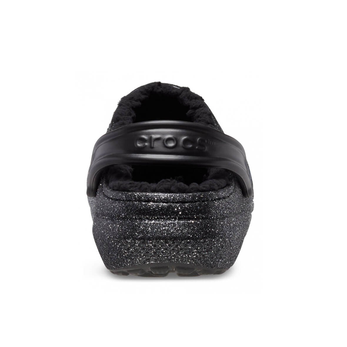 Crocs Classic Glitter Lined Clog Bayan Terlik - Siyah Gümüş