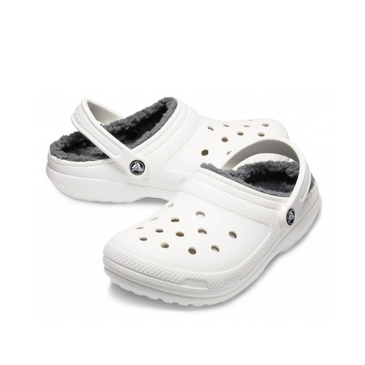 Crocs Classic Lined Clog Bayan Terlik - White/Grey