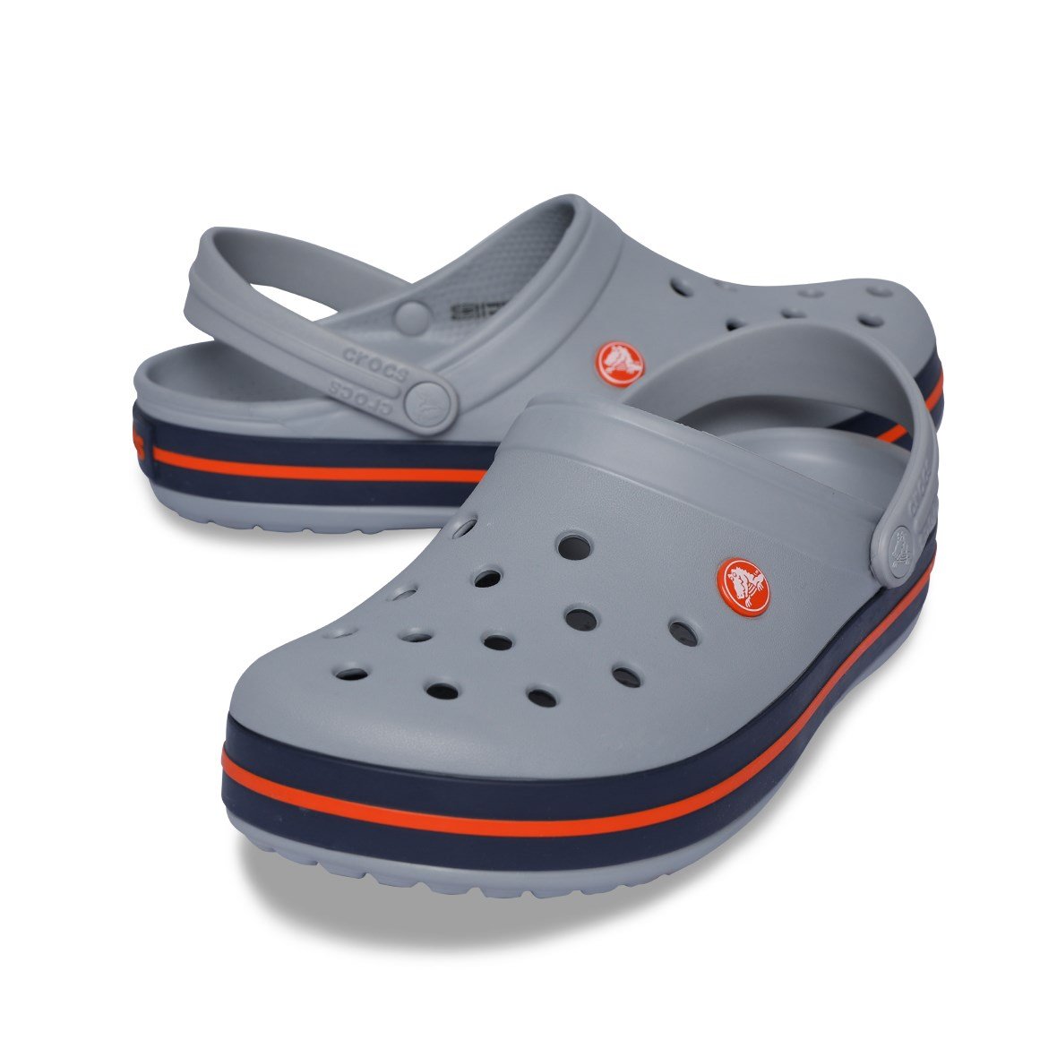 Crocs Crocband Erkek Terlik & Sandalet - Light Grey/Navy (Açık Gri/Lacivert) - 41-42