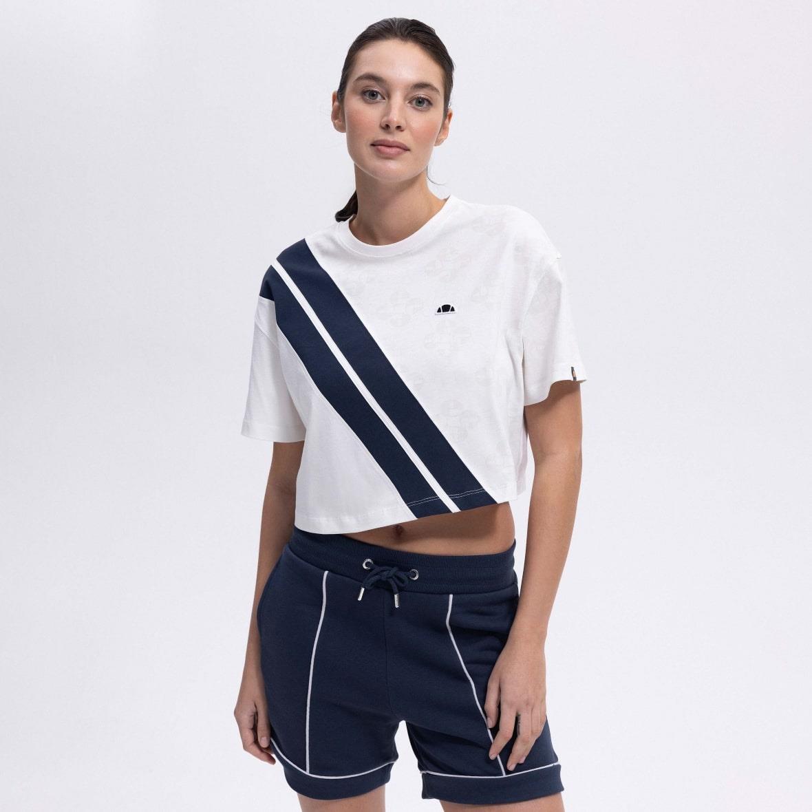 Ellesse EF376-OF Crop Kadın T-Shirt - Kırık Beyaz