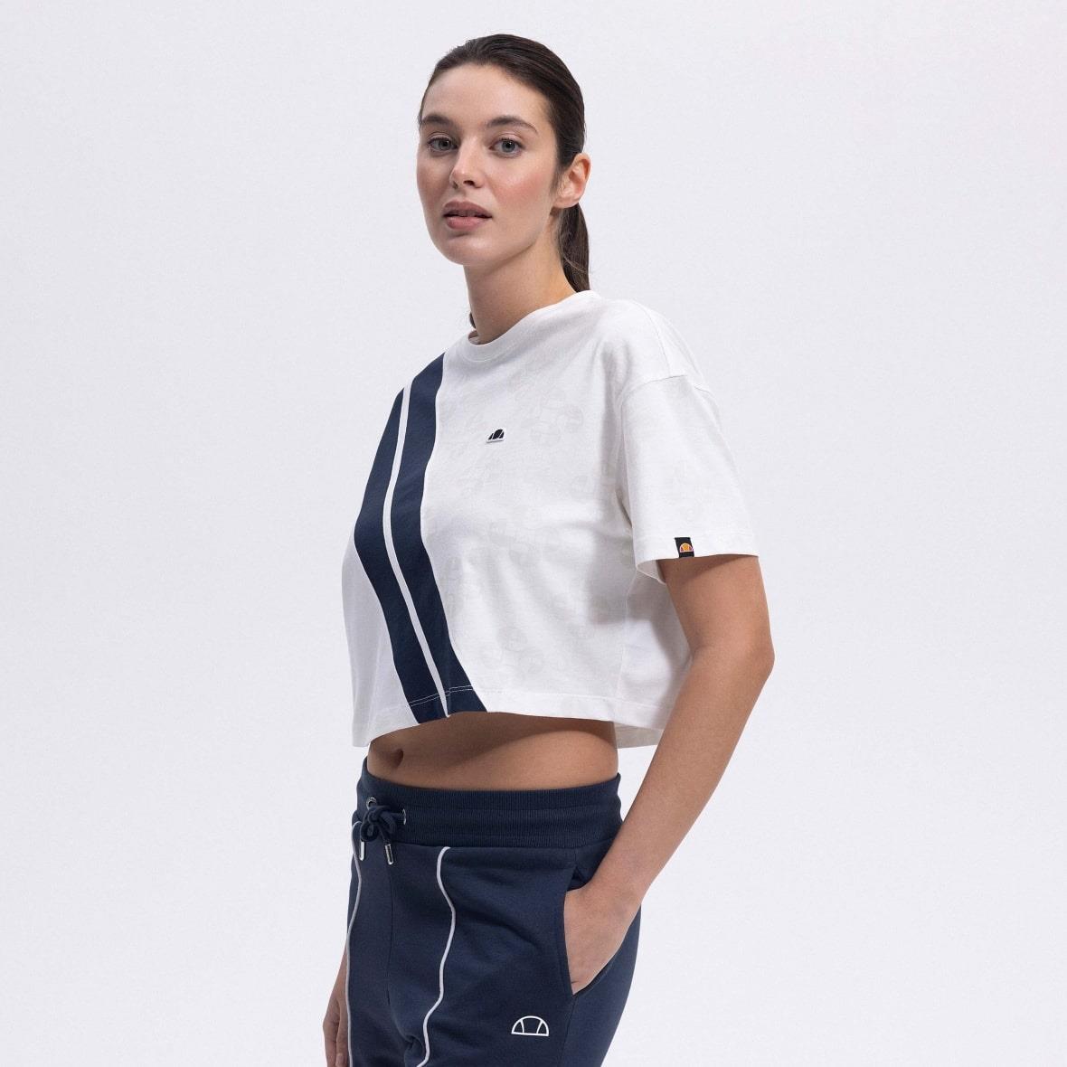 Ellesse EF376-OF Crop Kadın T-Shirt - Kırık Beyaz