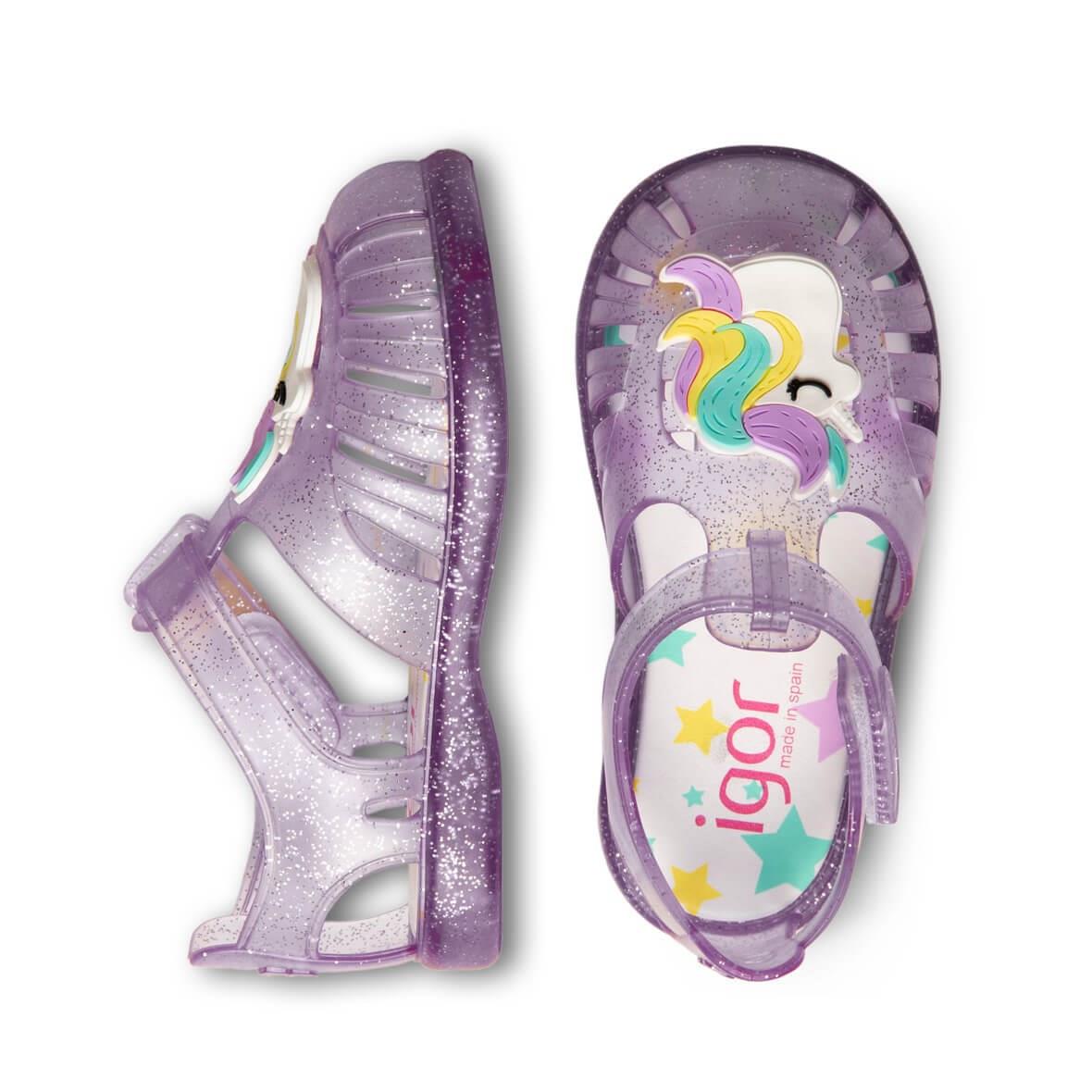 Igor Tobby Gloss Unicornio Çocuk Sandalet - Leylak Parıltı