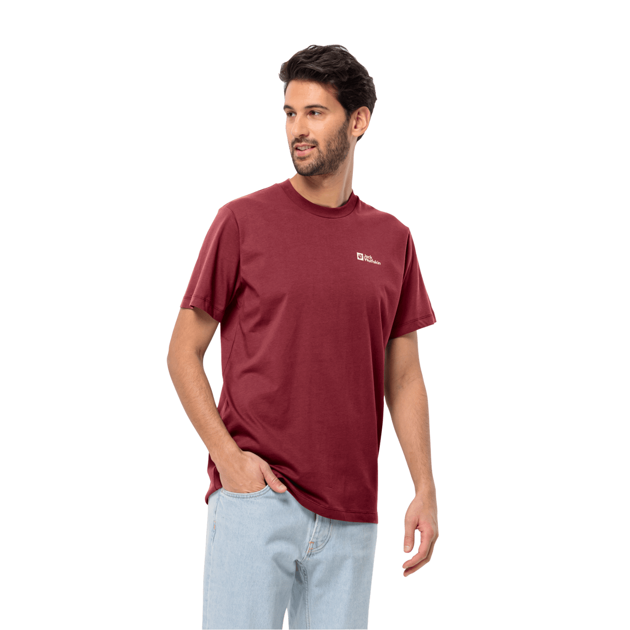 Jack Wolfskin Essential T M Erkek T-Shirt - Bordo