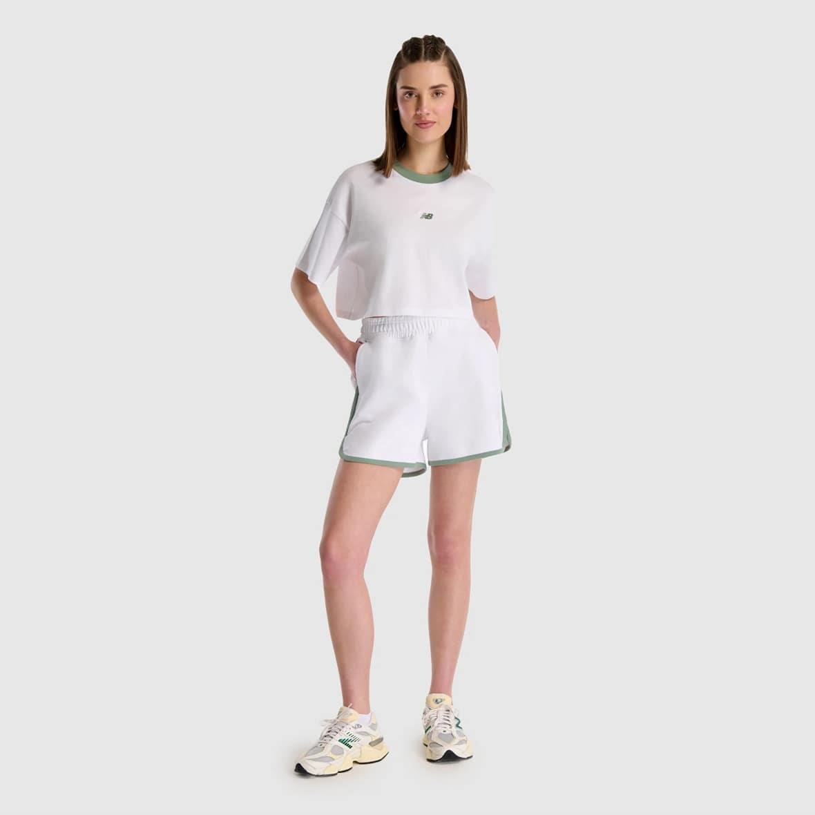 New Balance WNT1515-WT Crop Kadın T-Shirt - Beyaz