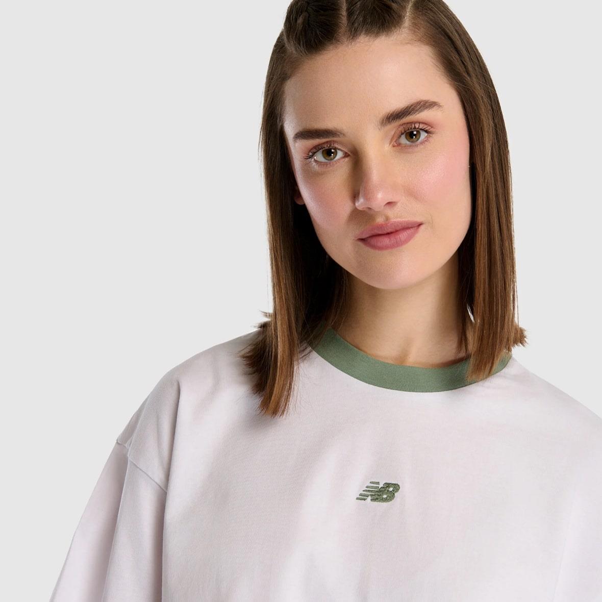 New Balance WNT1515-WT Crop Kadın T-Shirt - Beyaz