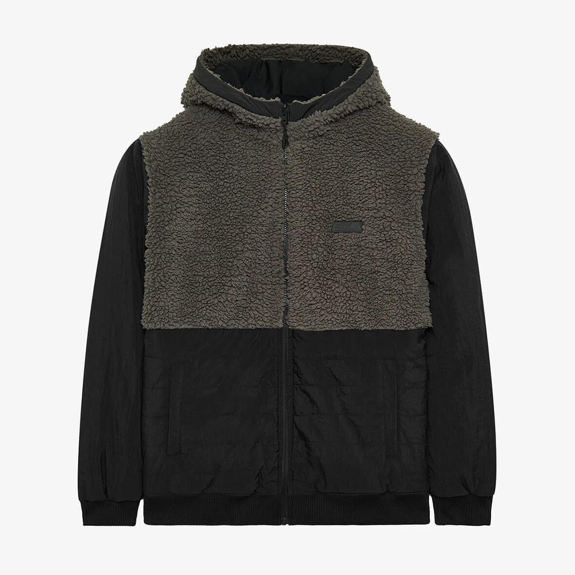 Skechers M Outdoor Fleece Reversible Full Zip Sherpa Polar S242252-003 Kapüşonlu Erkek Mont - Antrasit / Siyah