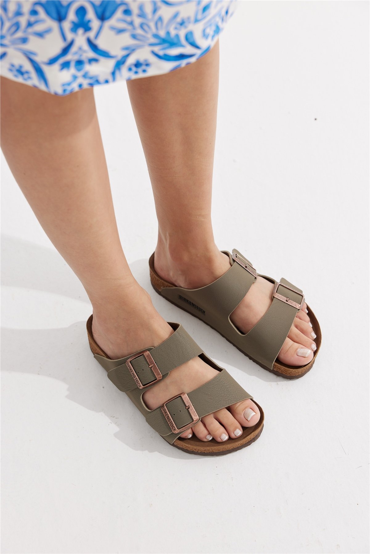 Birken Çift Toka Kadın Terlik Haki