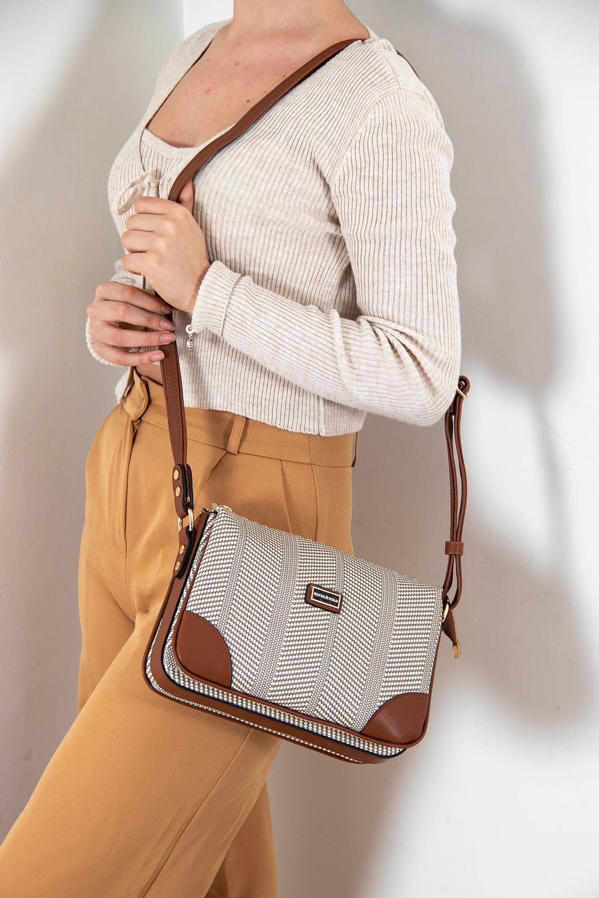 Silver & Polo Bej - Taba SP784 Kadın Çapraz Çanta