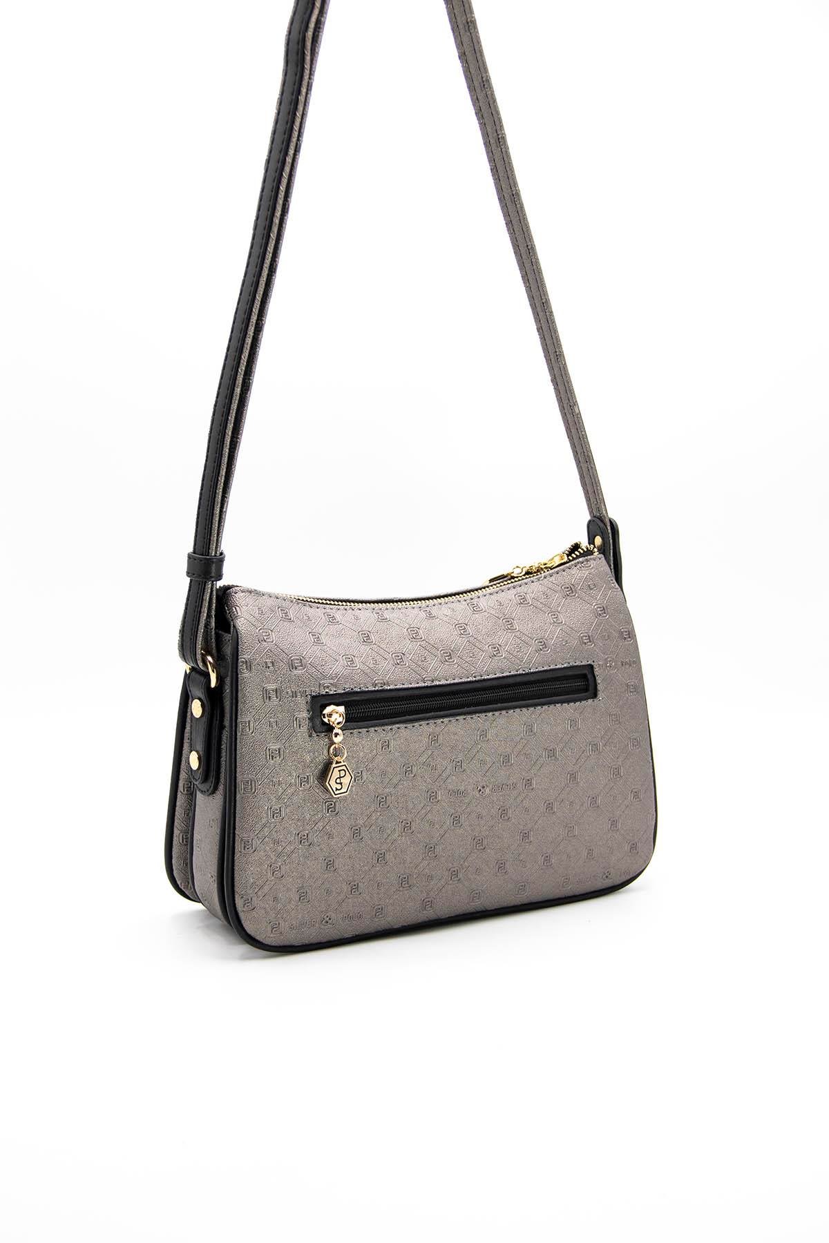 Kadın Çapraz Çanta Platin - Siyah SP818 Silver & Polo