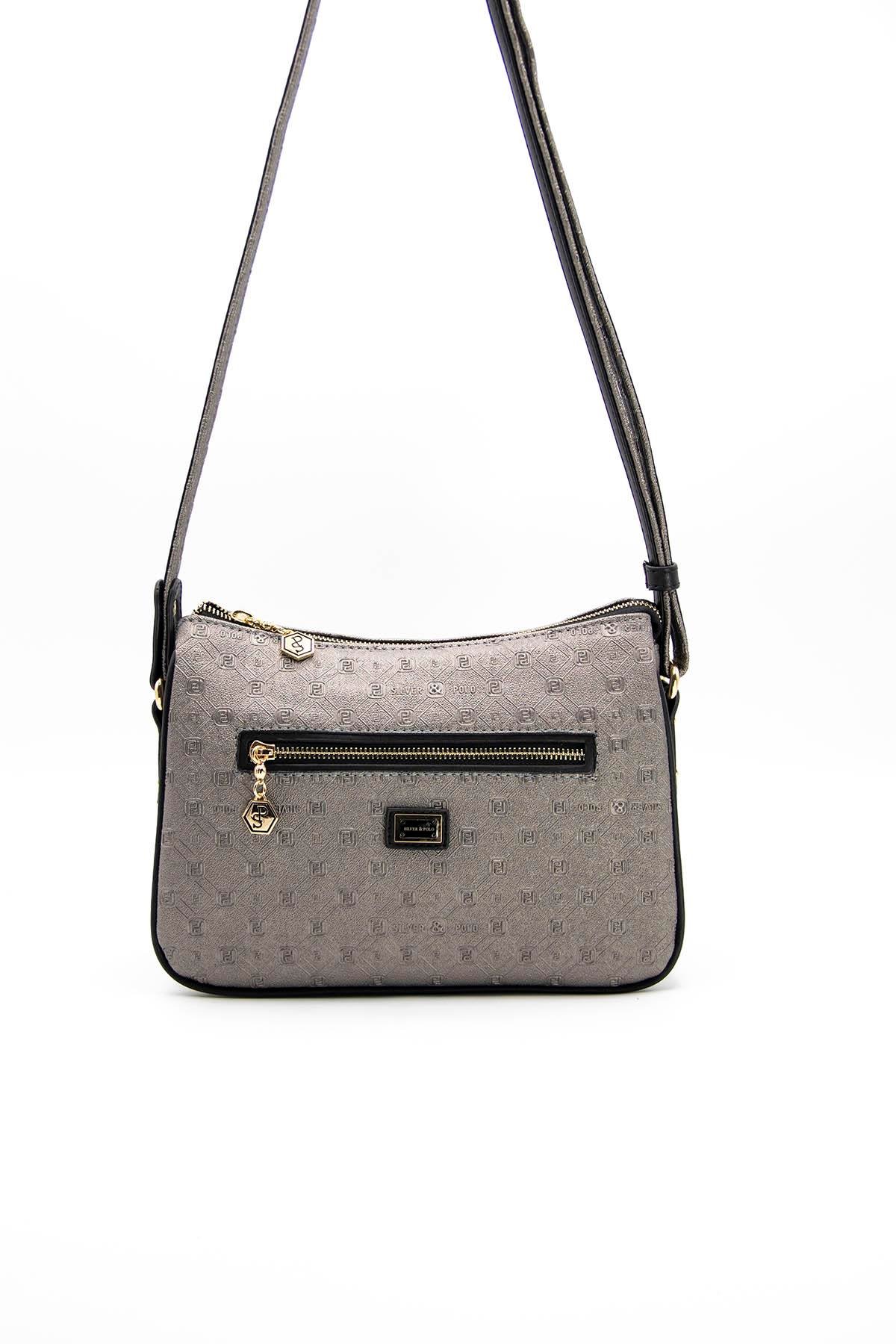 Kadın Çapraz Çanta Platin - Siyah SP818 Silver & Polo