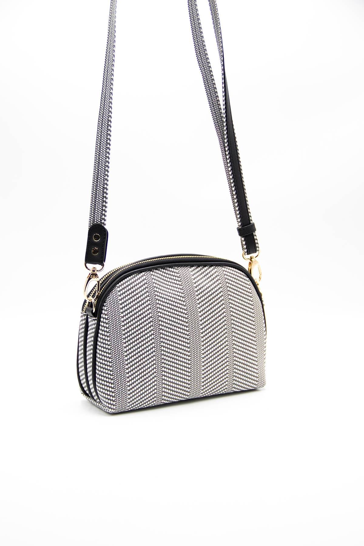 Kadın Çapraz Çanta Siyah Beyaz - Siyah SP765 Silver & Polo