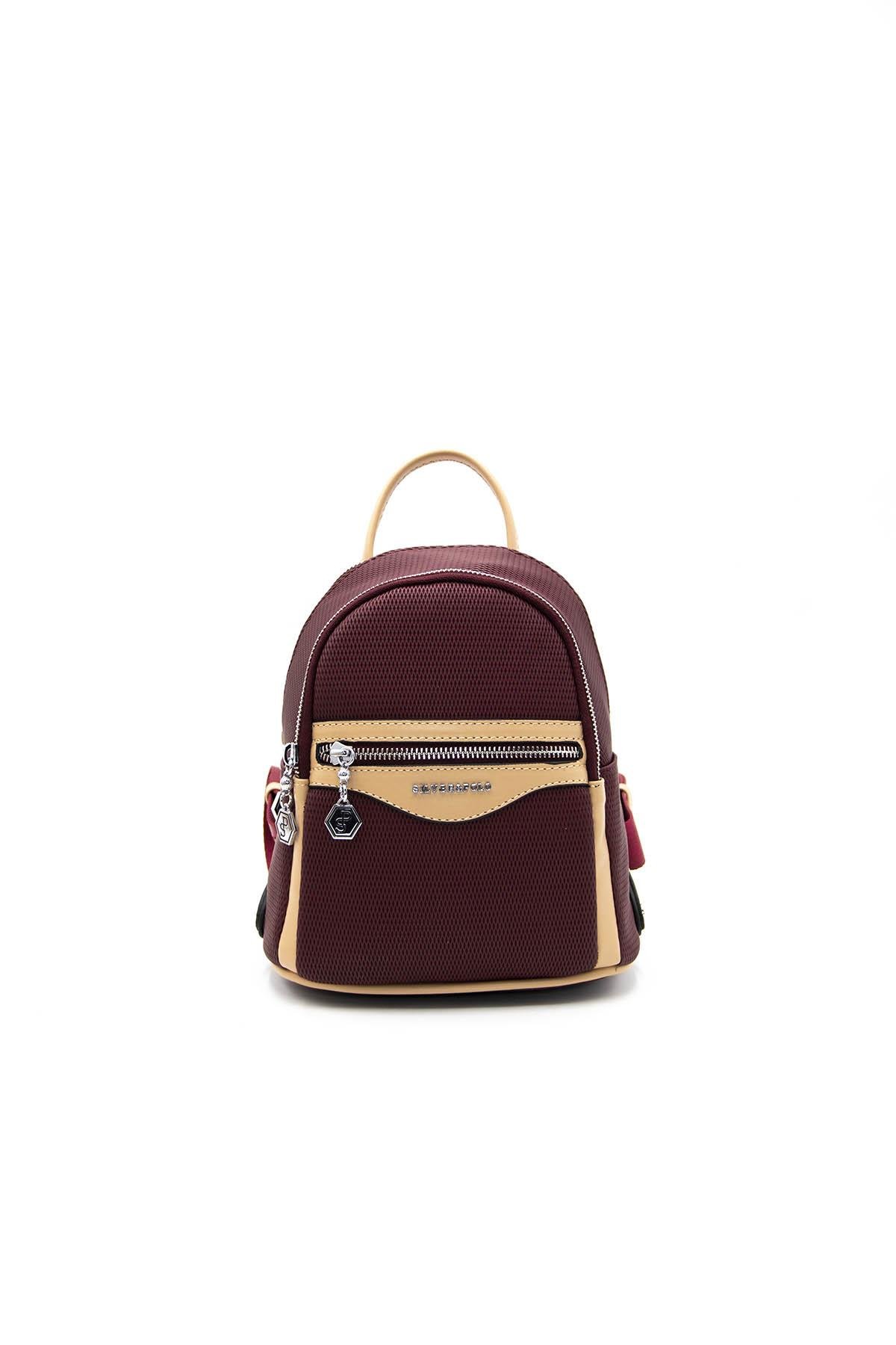 Silver & Polo Bordo - Nut SP983 Kadın Sırt Çantası