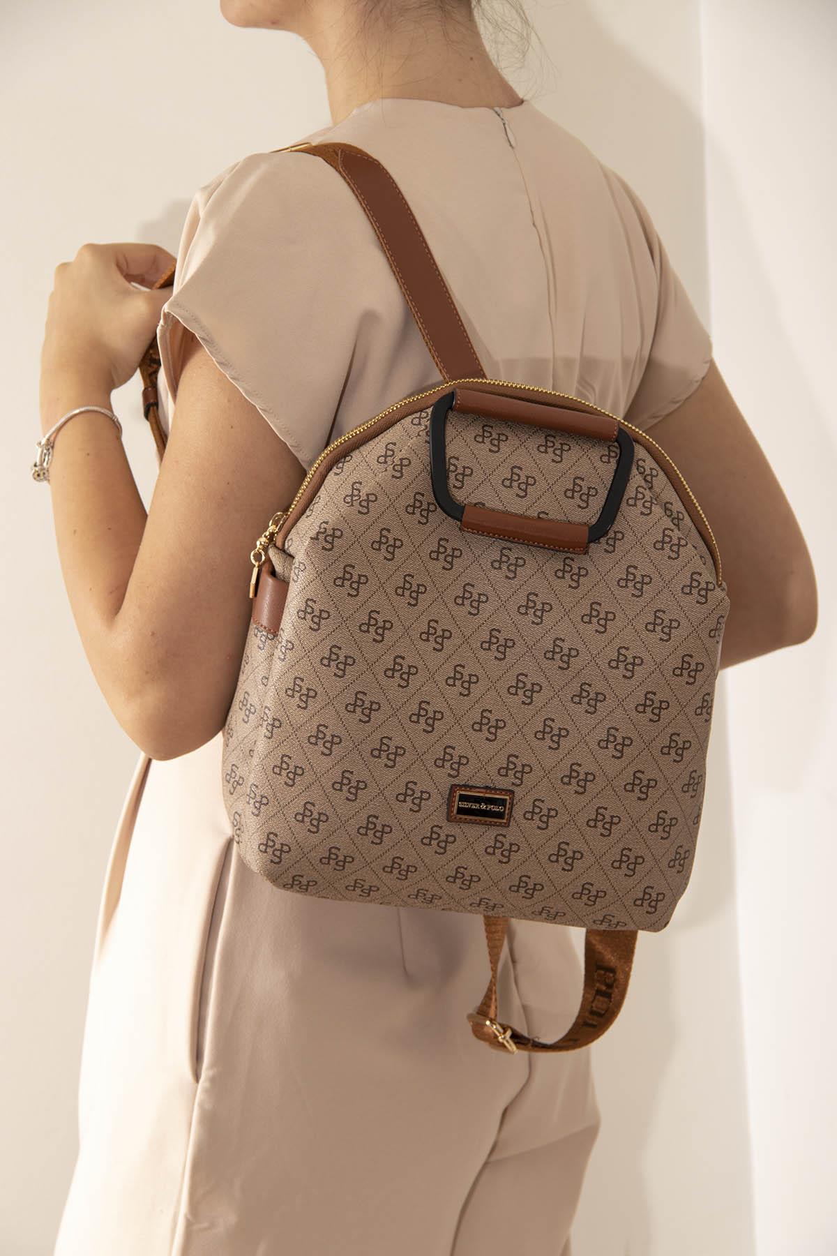 Silver & Polo Koyu Bej  - Taba SP771 Kadın Sırt Çantası