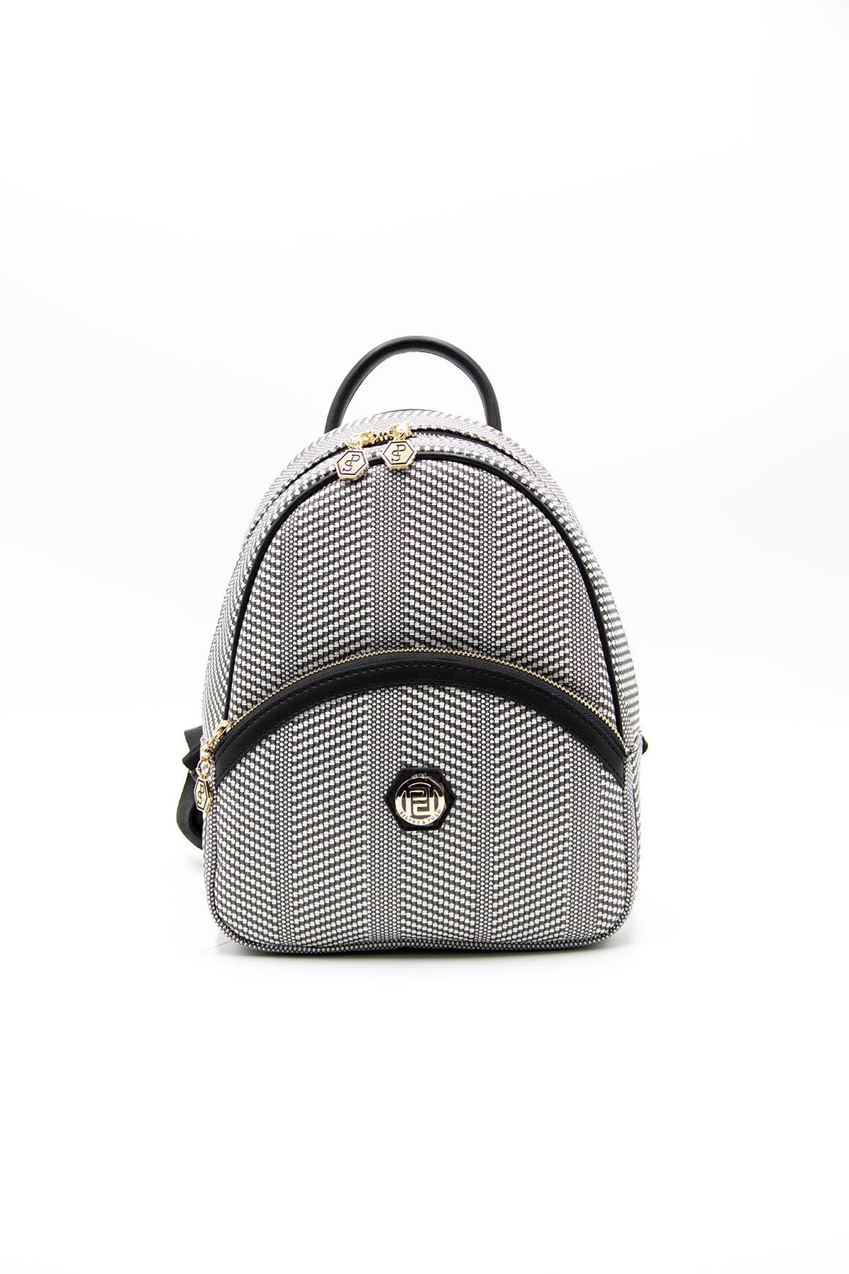 Kadın Sırt Çantası Siyah Beyaz - Siyah SP945 Silver & Polo
