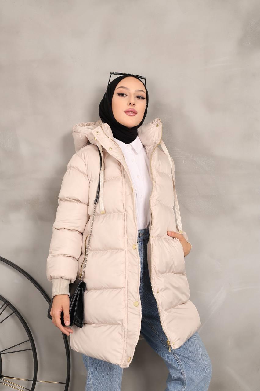 Armes Dolumlu Kapşonlu Şişme Mont 2249 Ekru