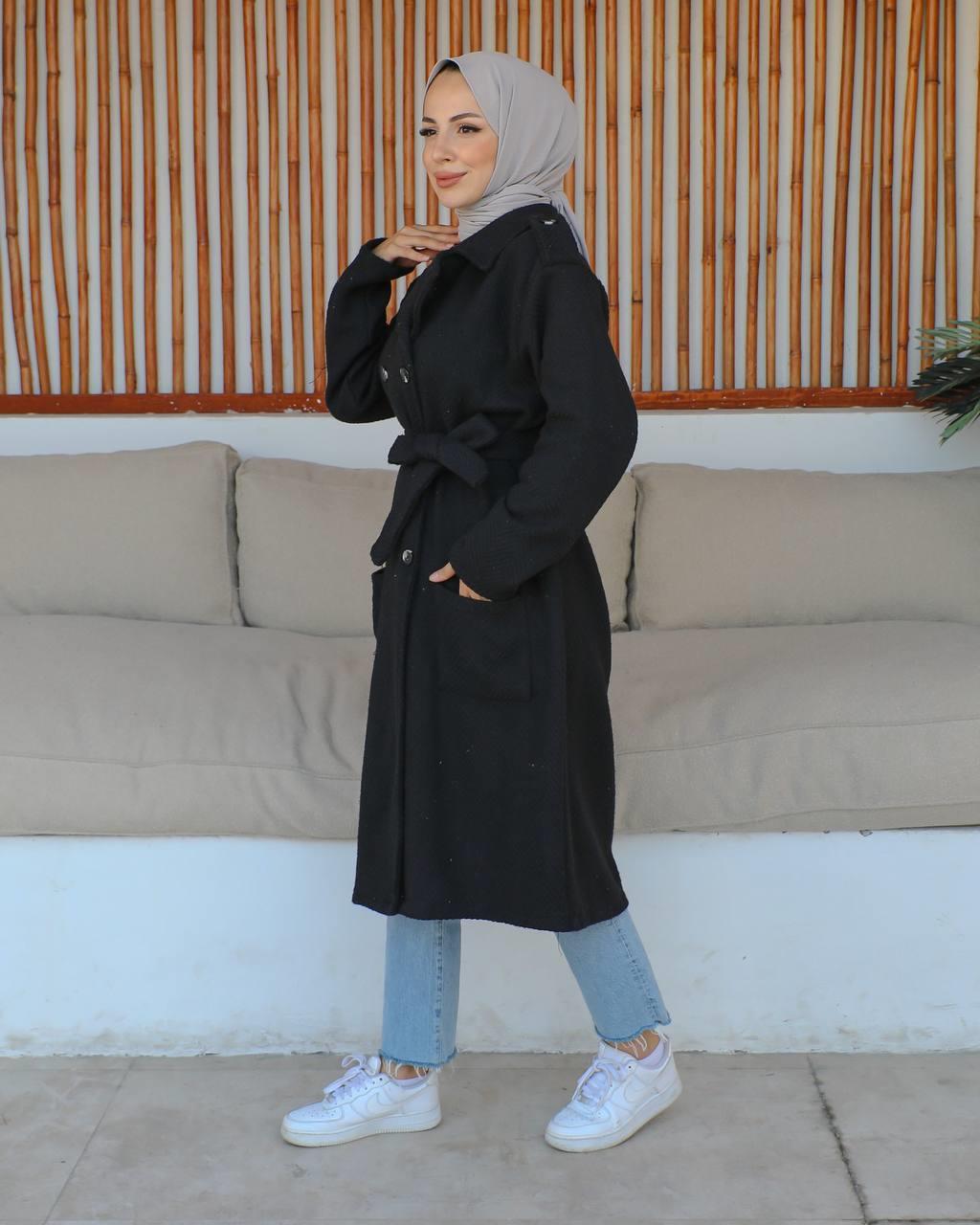 Balıksırtı Tesettür Kaban 2242 Siyah