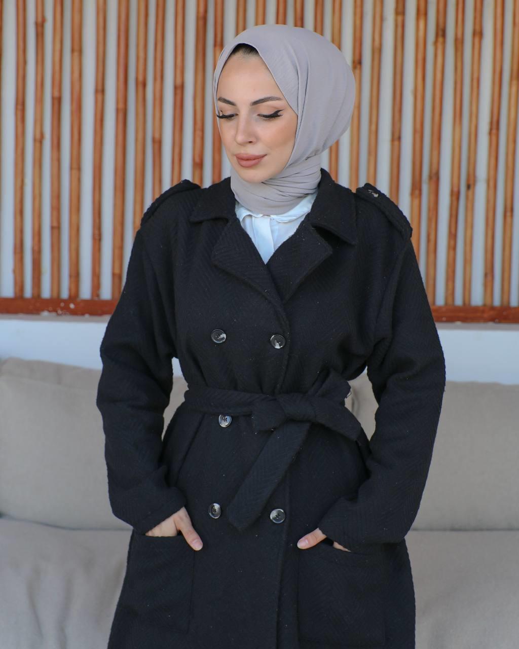 Balıksırtı Tesettür Kaban 2242 Siyah