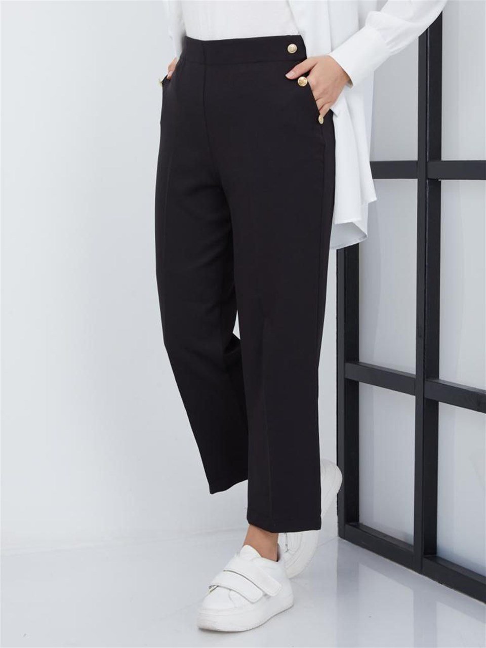Cepli Klasik Tesettür Pantolon 6023 Siyah
