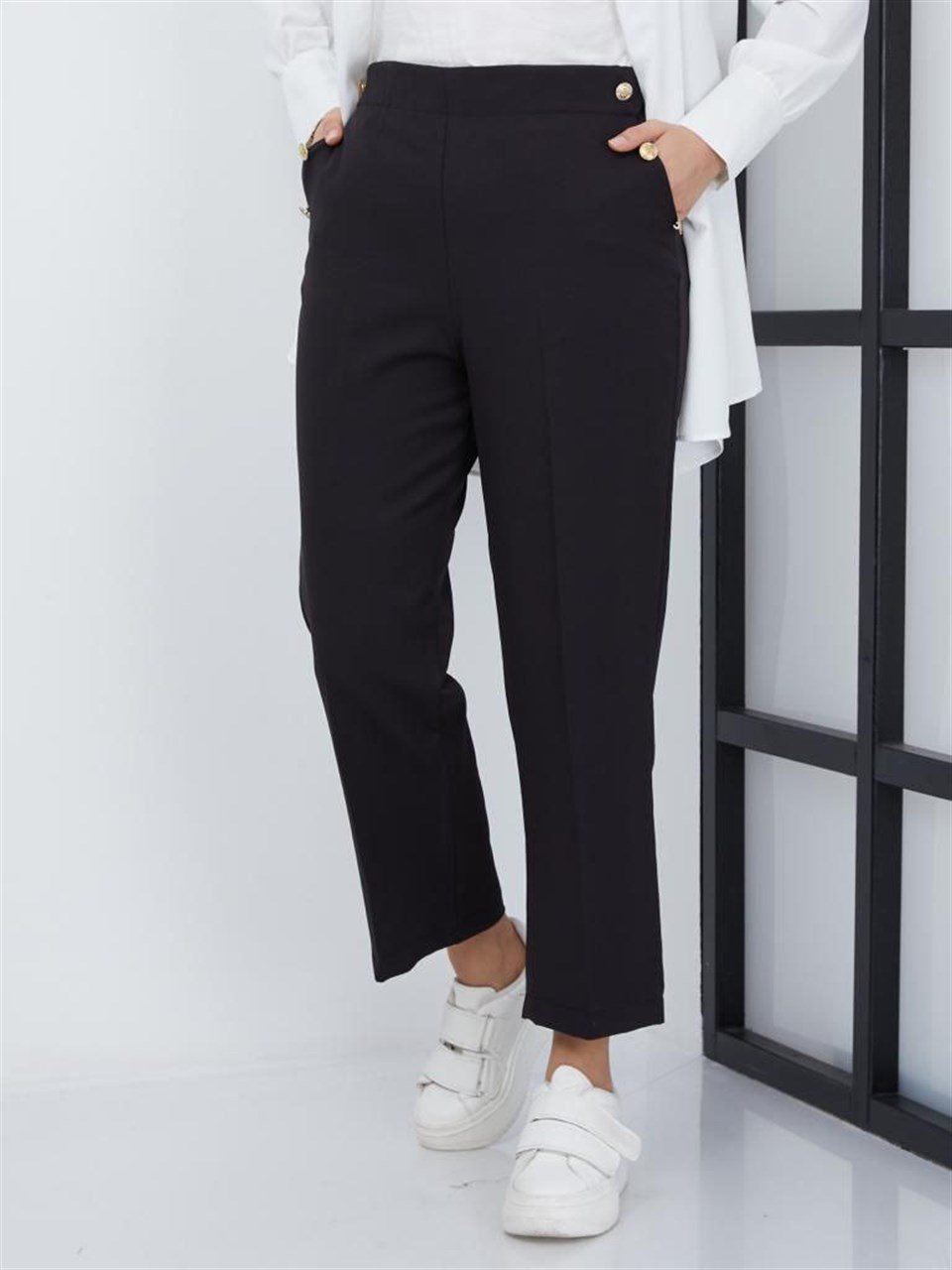 Cepli Klasik Tesettür Pantolon 6023 Siyah