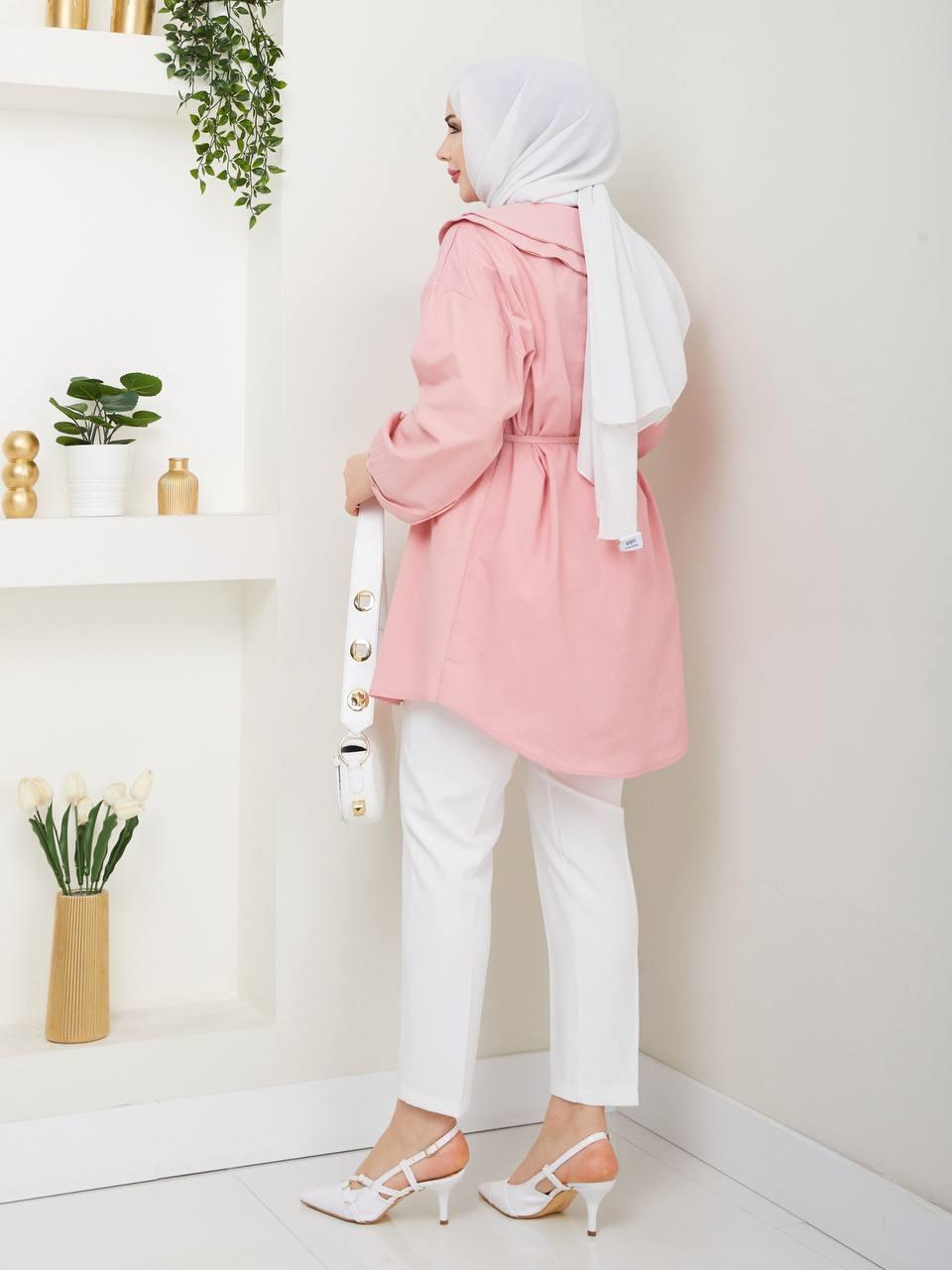 Çift Katlı Bebe Yaka Tesettür Tunik 2275 Gül Kurusu