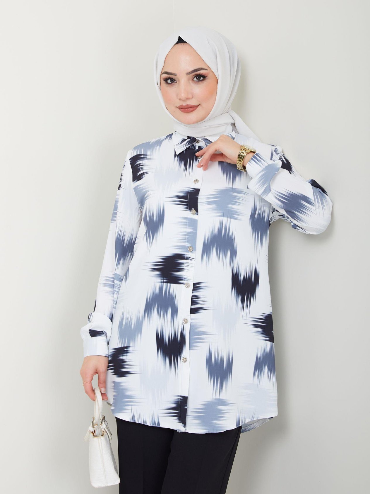 Fırça Desenli Tunik Pantolon Kombin 5023 Lacivert