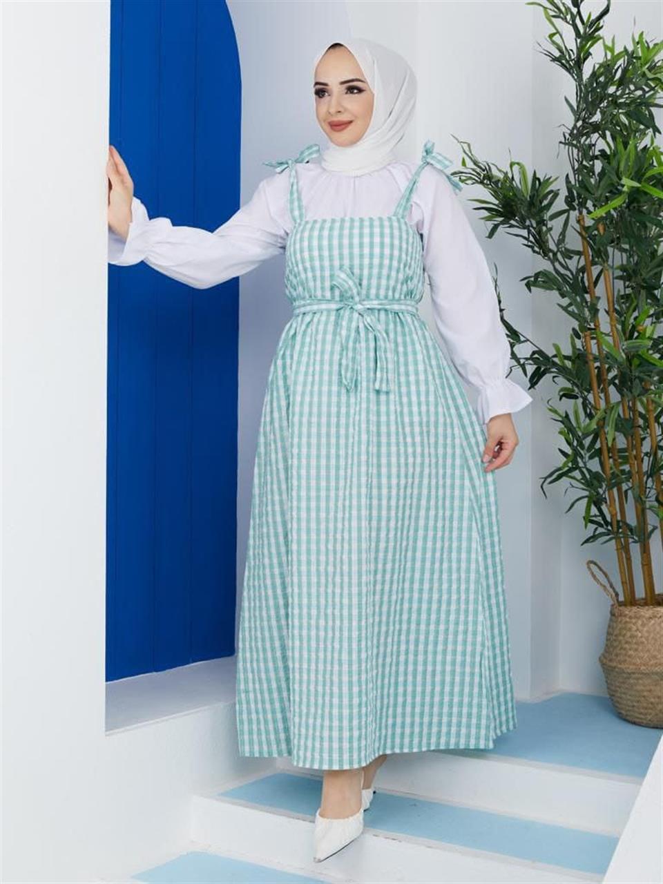 Jile Gömlek 2'li Tesettür Kombin 6061 Mint