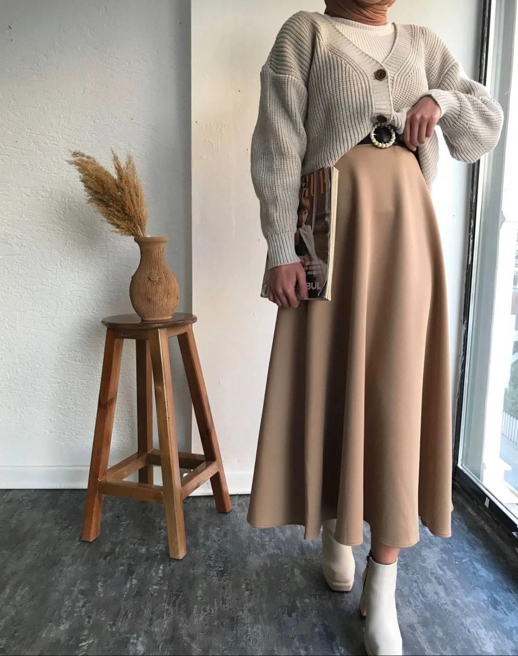 Kloş Tesettür Etek 5010 Vizon