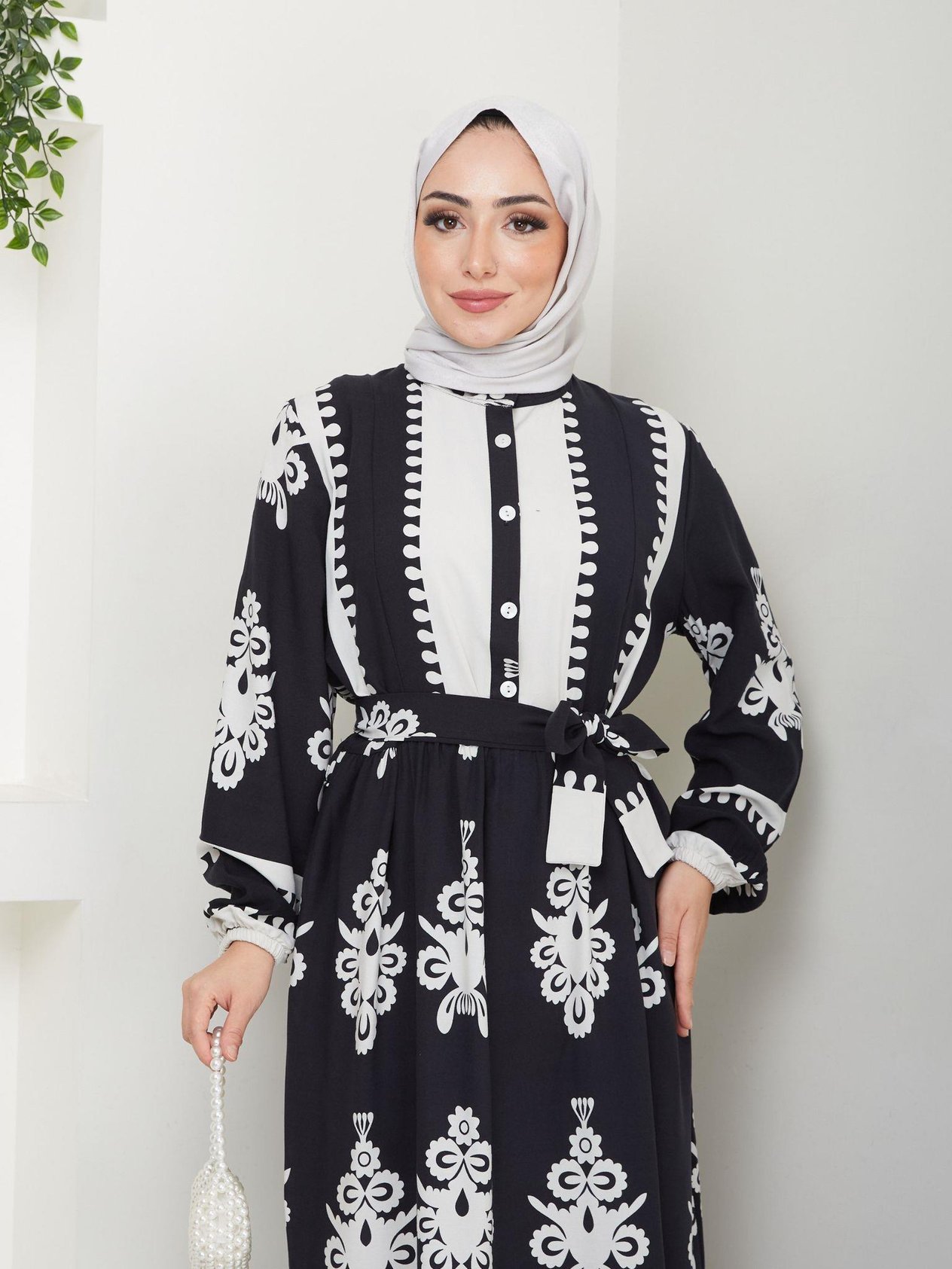 Kuşaklı Salaş Tesettür Elbise 2263 Siyah