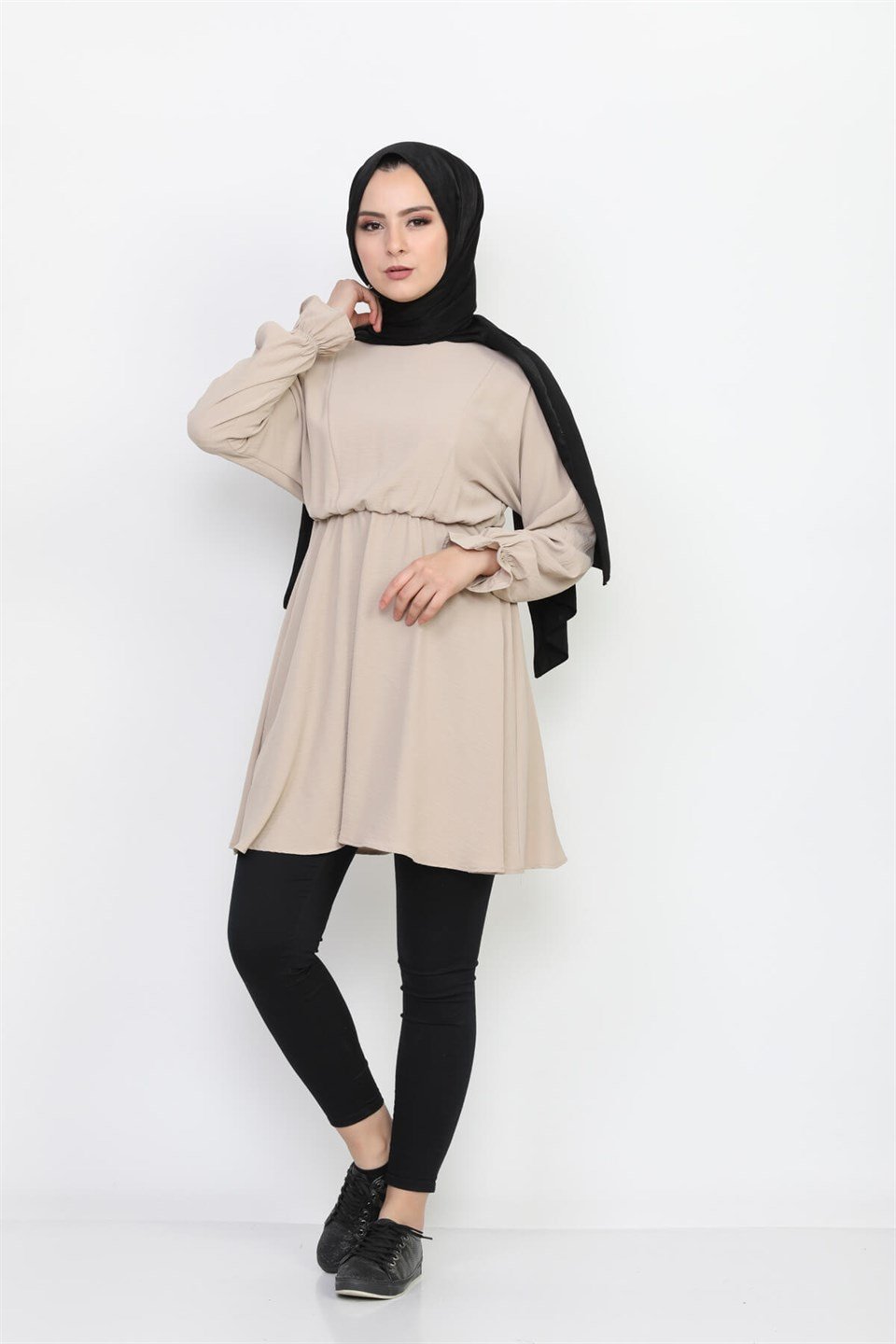 Lastikli Rahat Kalıp Tunik 7115 Taş