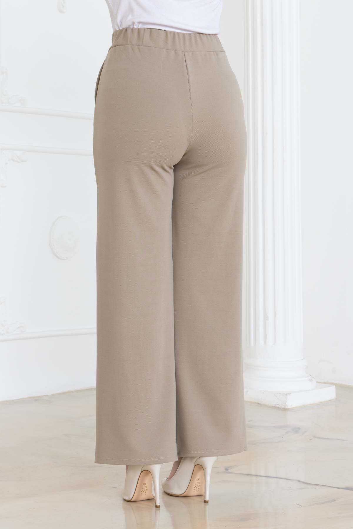 Pileli Cepli Pantolon 2264 Taş