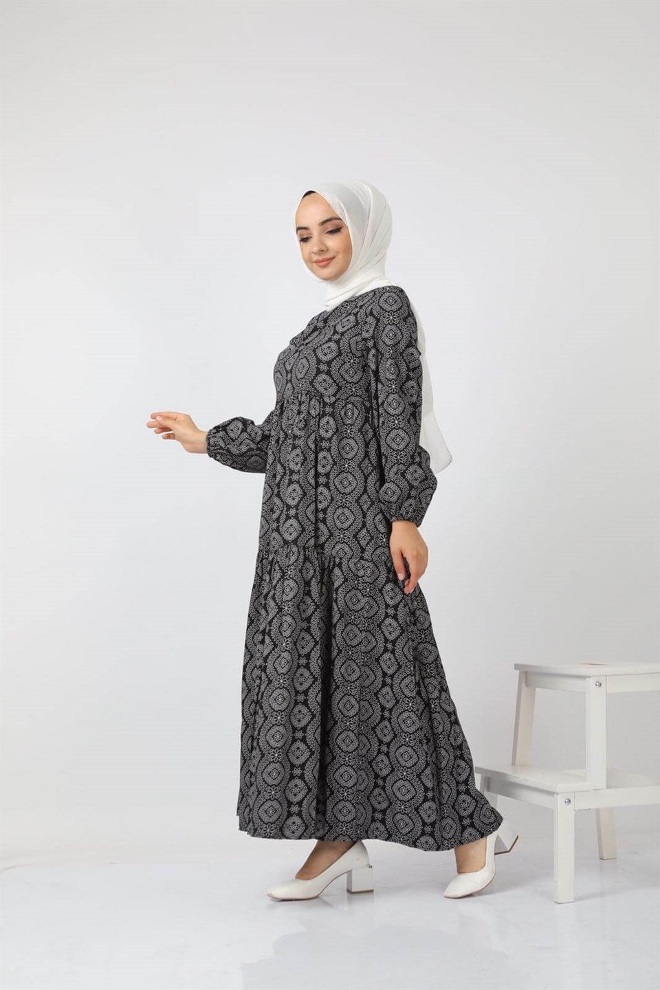 Rahat Kalıp Tesettür Elbise 7202 Siyah