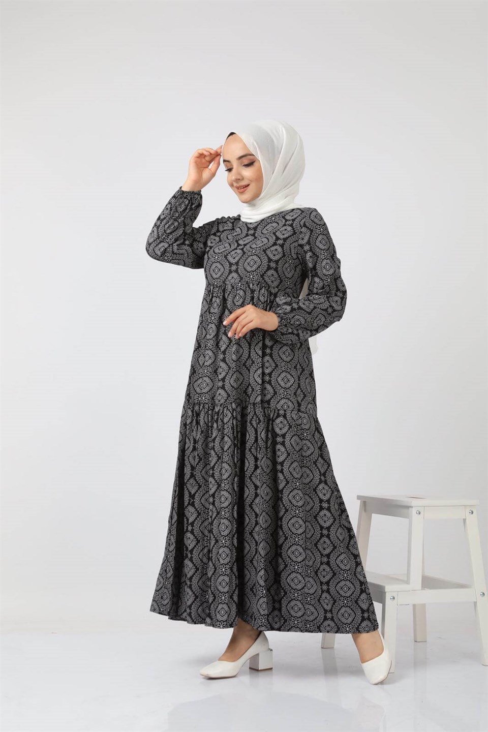 Rahat Kalıp Tesettür Elbise 7202 Siyah