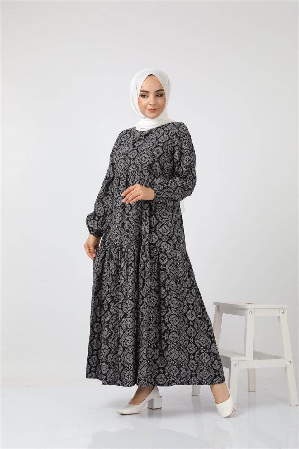 Rahat Kalıp Tesettür Elbise 7202 Siyah