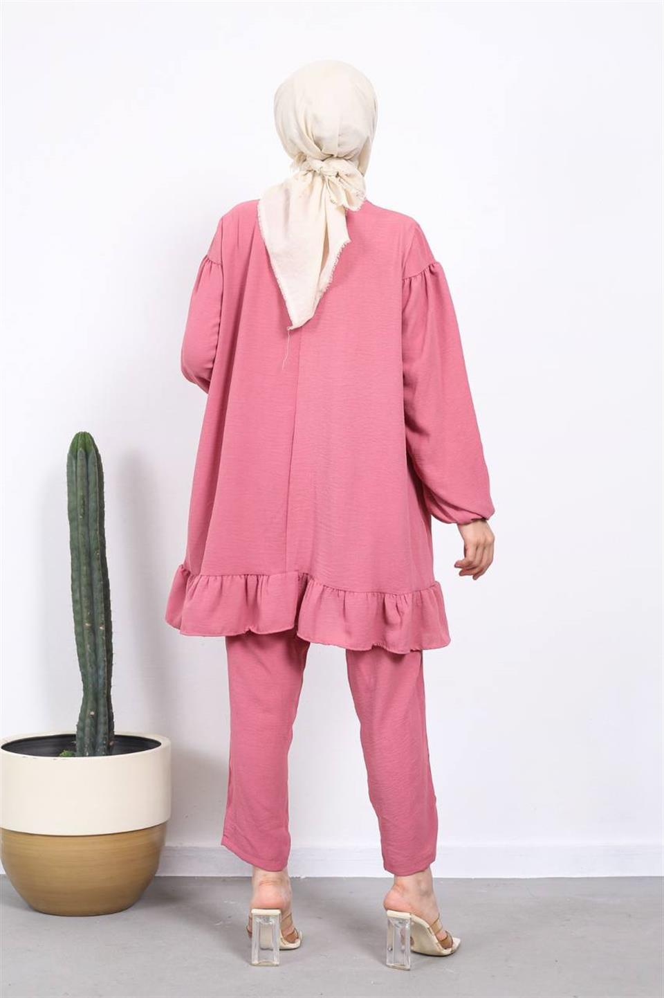 Salaş Tunik Pantolon Tesettür Kombin 2236 Gül Kurusu