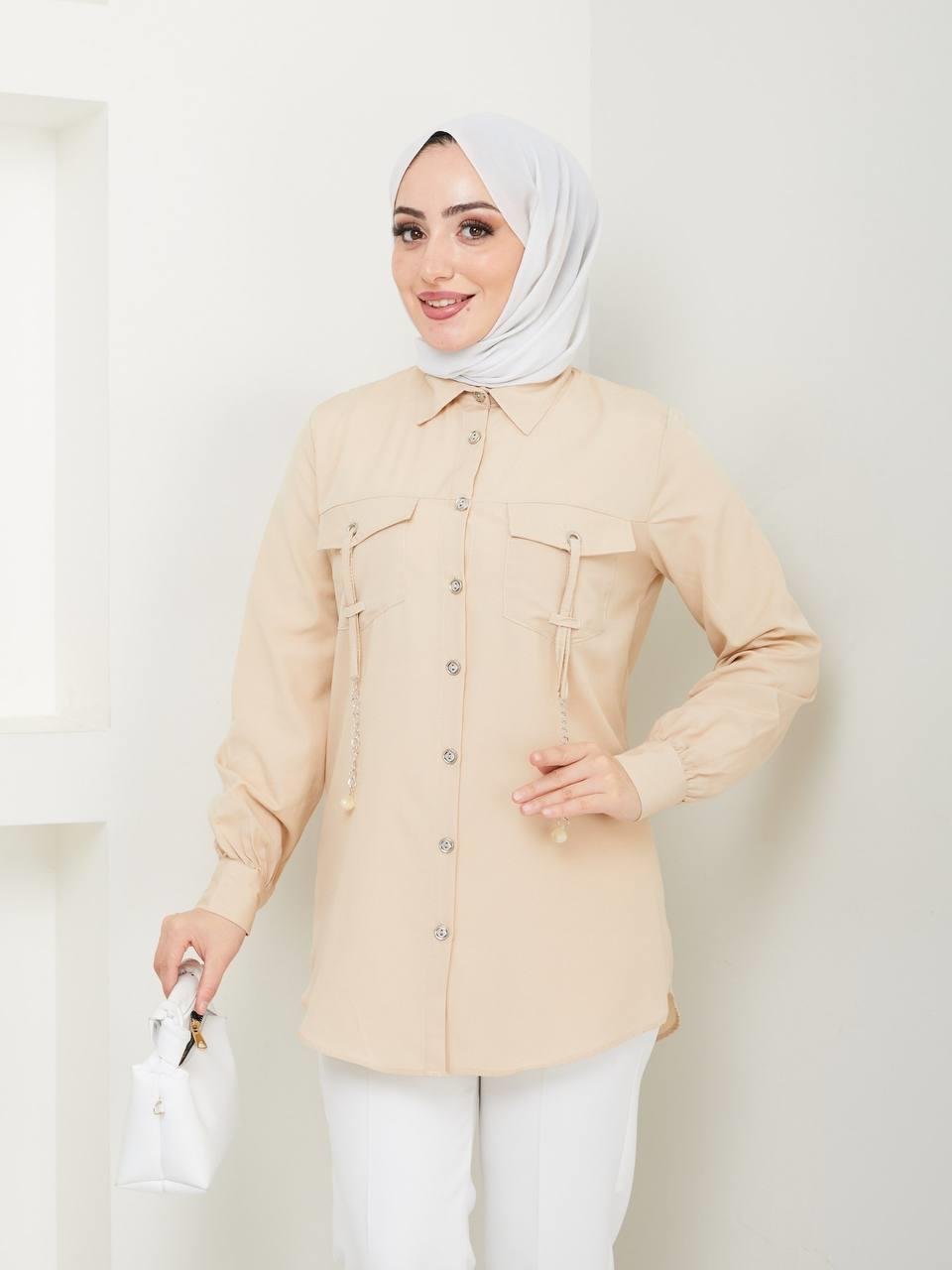 Zincirli Tesettür Tunik 2266 Bej