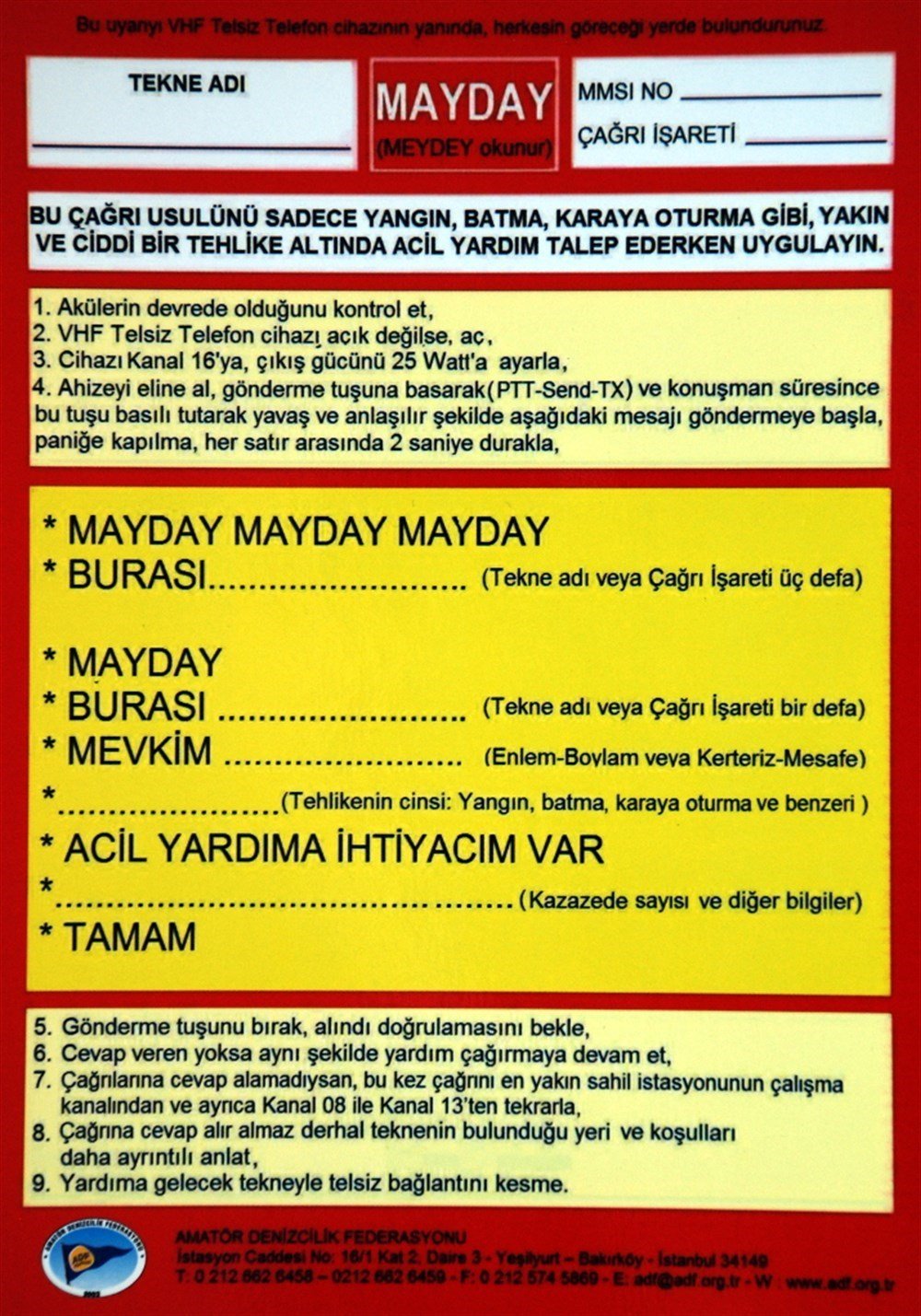 MAYDAY Kartı Sert Karton