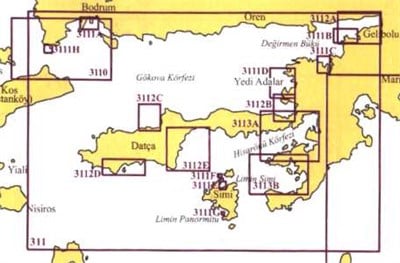 TR 3112 Harita: Gökova Limanları: Gökova, Bördübet, Körmen, Palamut Bükü, Datça