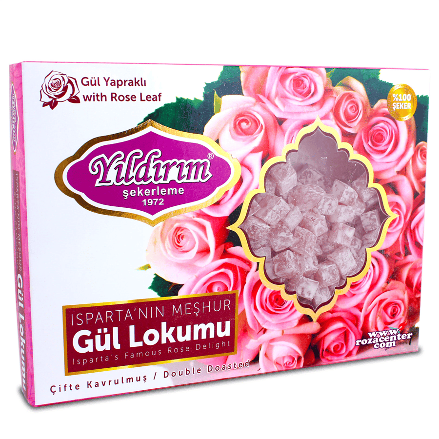Gül Yapraklı Çift Kavrum Gül Lokumu 450 Gr -Yıldırım Şekerleme Isparta