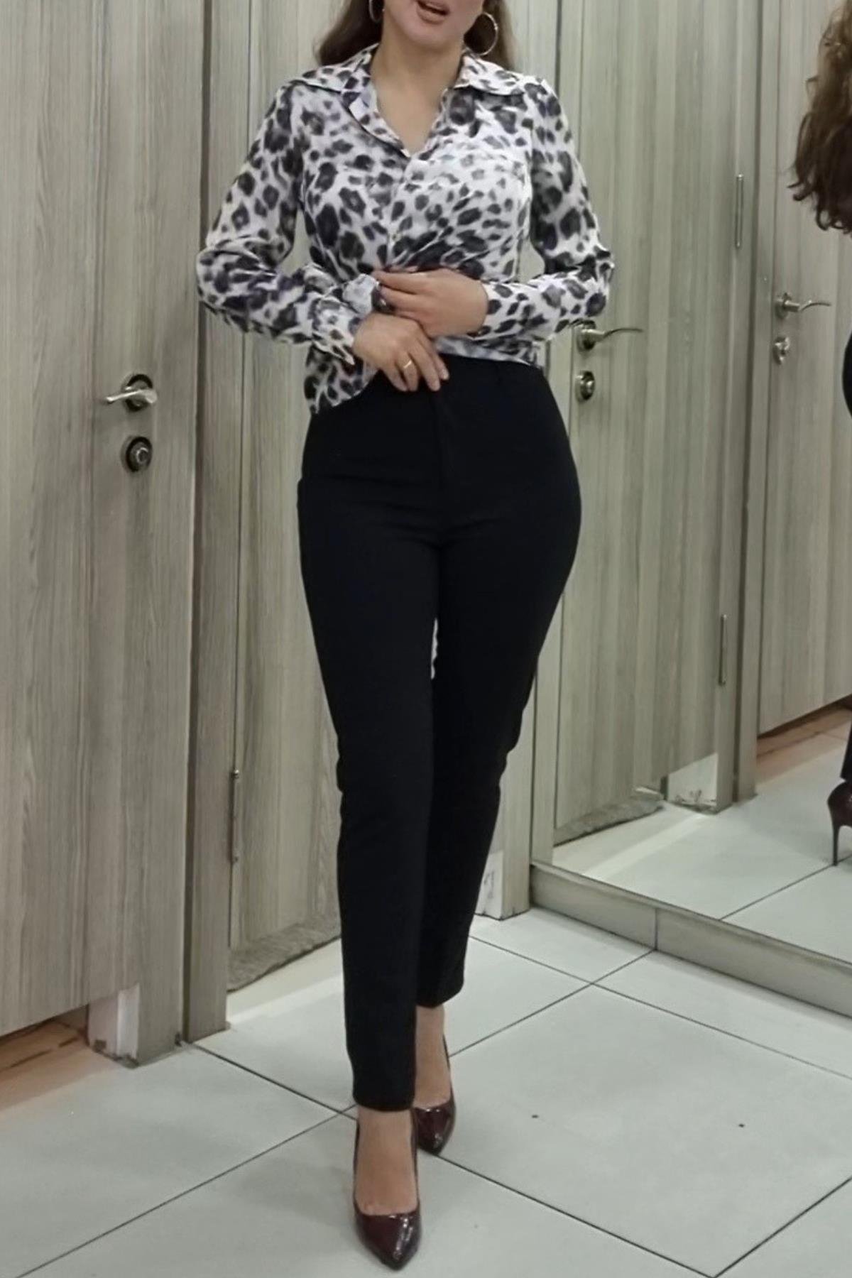 Pantolon Yüksek Bel Bilek Boy Kumaş Pantolon - Maya Butik