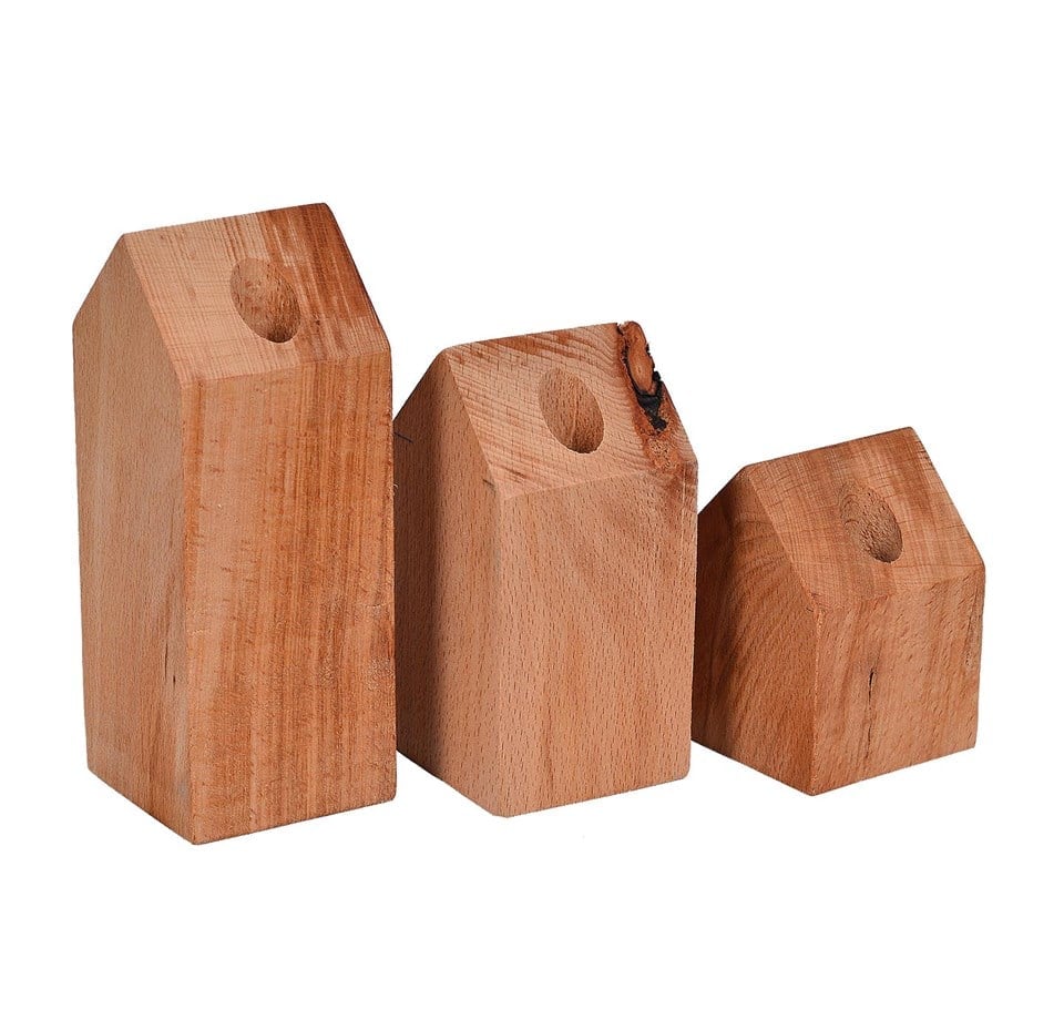 Naturel Dekoratif Ahşap Mumluk