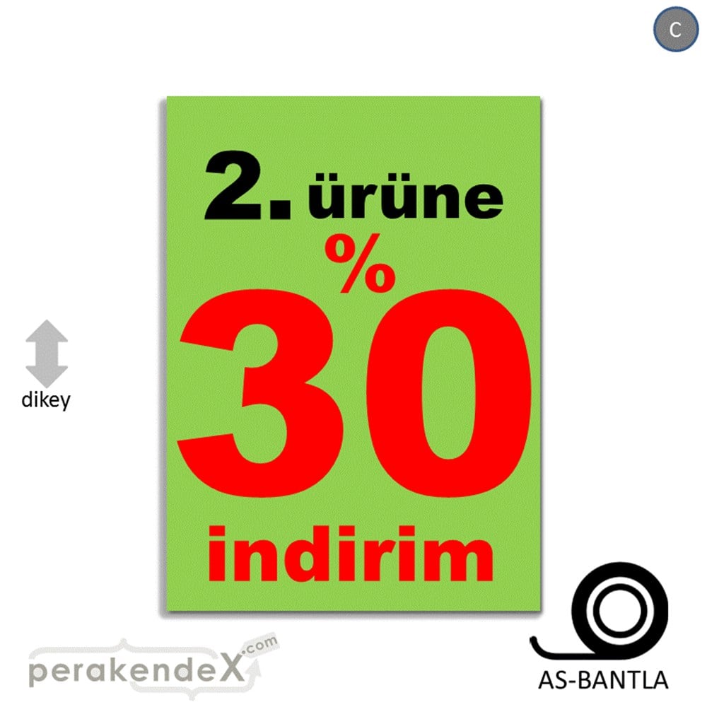 2. ürüne yüzde 30 indirim POSTERİ -dikdörtgen,tek yön baskı