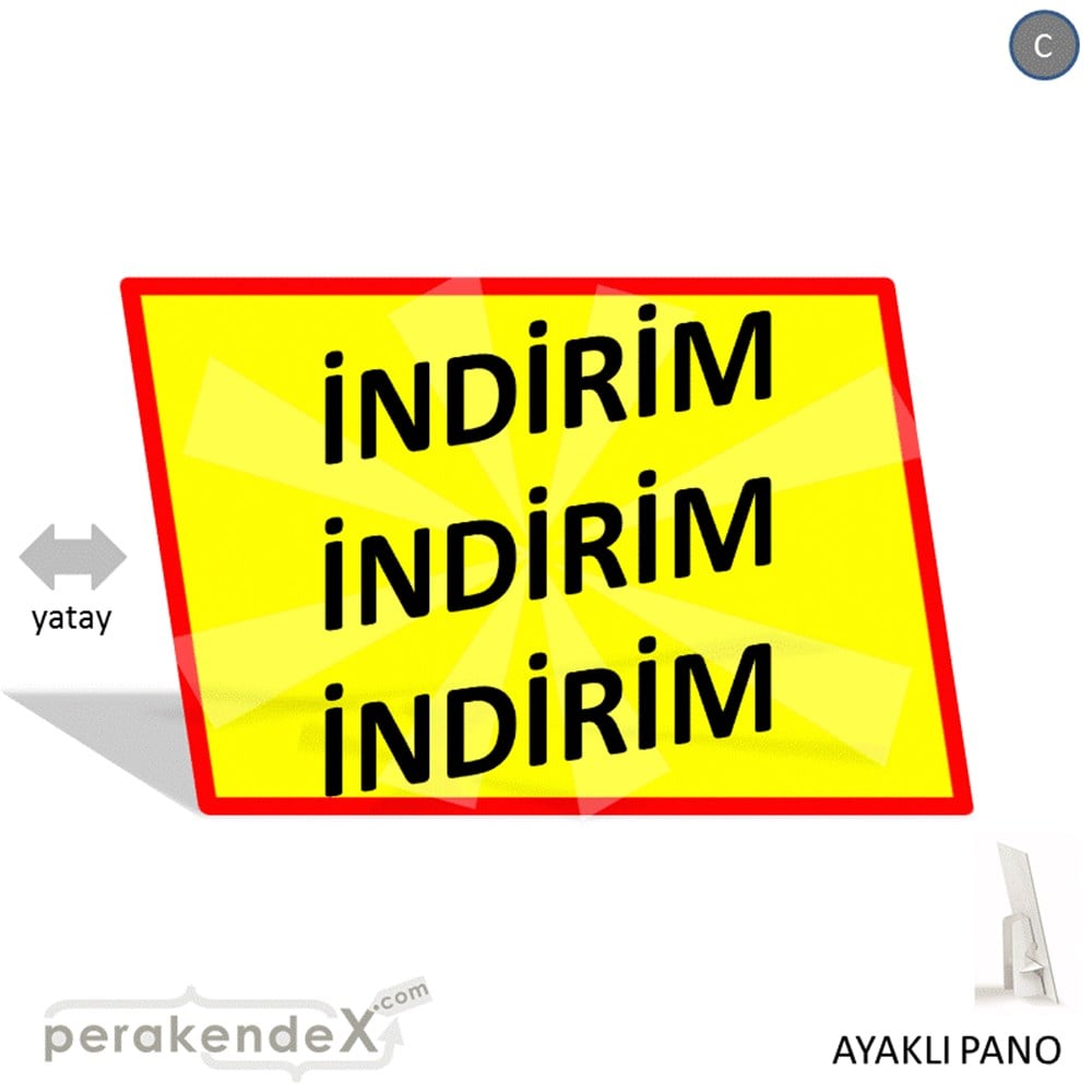 3X indirim AYAKLI REKLAM PANOSU -dikdörtgen,tek yön baskı