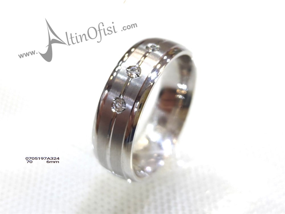 Taşlı Alyans 6mm Genişlik 14 ayar altın
