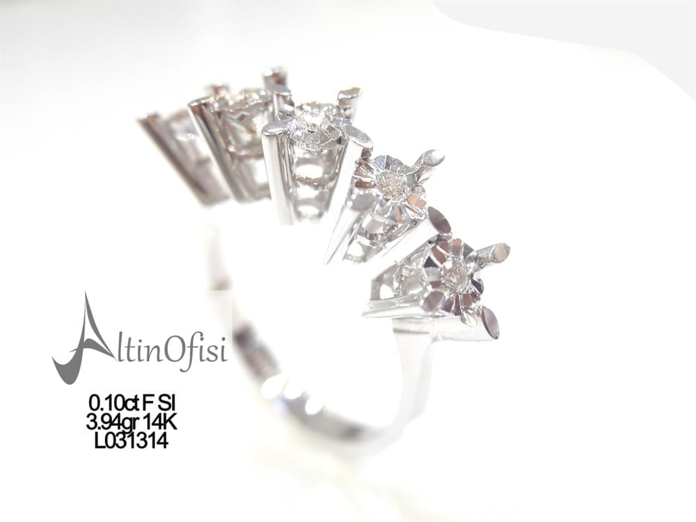 Pırlanta Efekli Beş Taş 0.10ct F SI 14K Altın 3.94gr