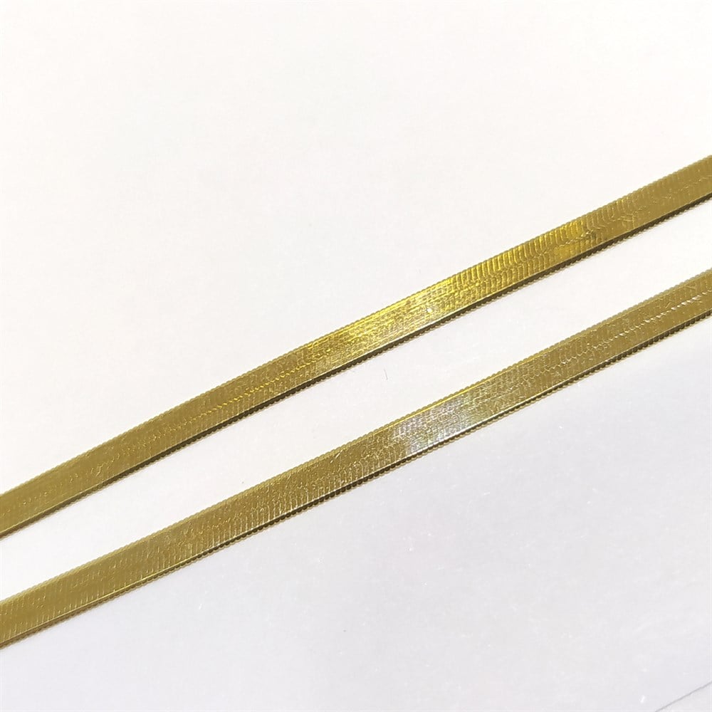 45cm Balık Sırtı Ezme Zincir Kolye 14 Ayar Altın