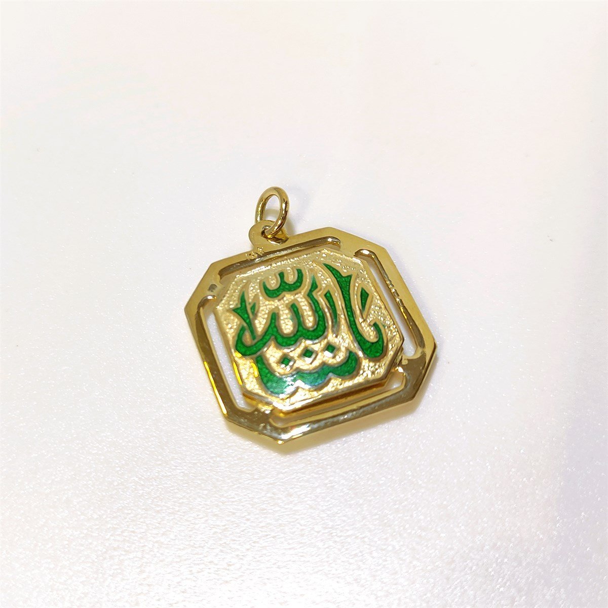 Maşallah Yazılı ve Gözlü Kolye Ucu 14 Ayar Altın HD VİDEOLU