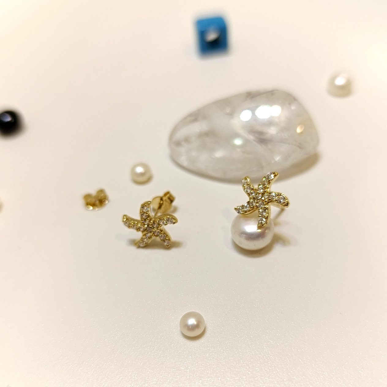 11mm Vidalı Deniz Yıldızı Küpe 14 Ayar Altın HD VİDEOLU