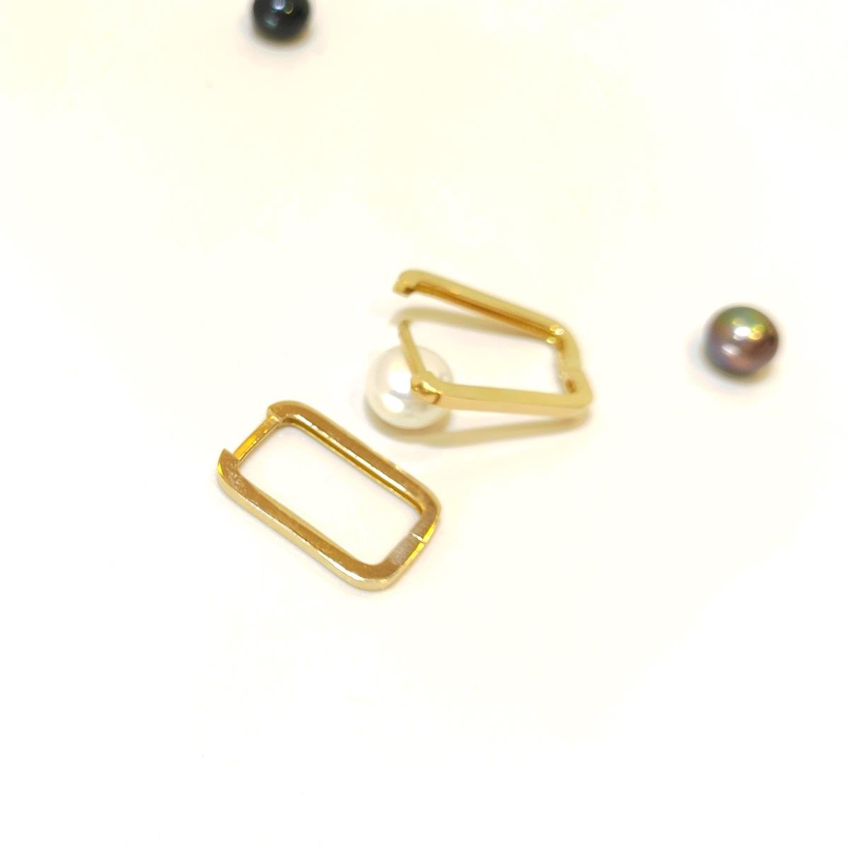 20mm Dik Dörtgen Halka Küpe 14 Ayar Altın HD VİDEOLU