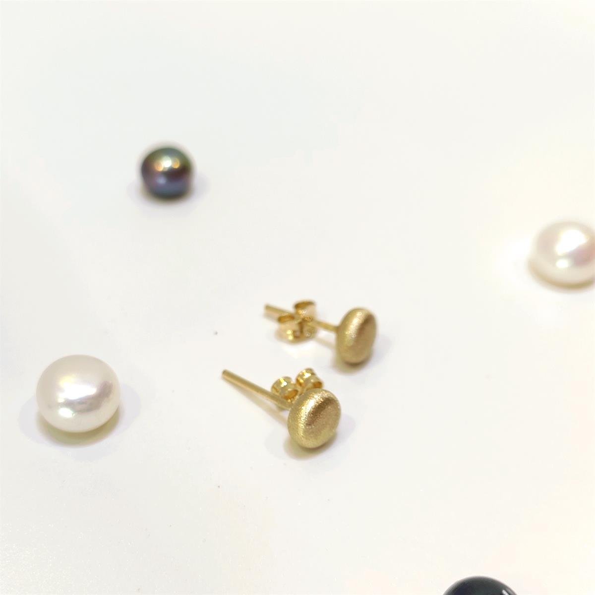 6mm Zımparalı Kumlu Yassı Top Küpe 14 Ayar Altın HD VİDEOLU