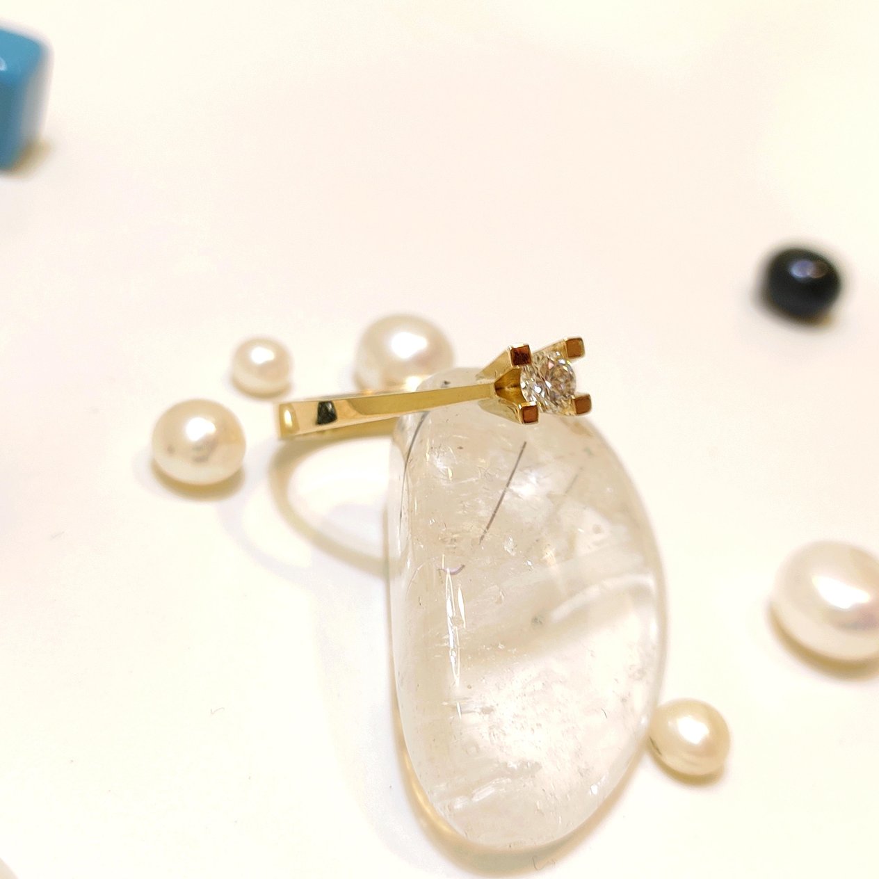 Yeşil Altın Pırlanta Tek Taş 0,16ct G Color Yüzük 18 Ayar Altın HD VİDEOLU
